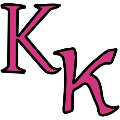 The ancient Greek letter 'kappa' in both upper and lower case, coloured pink.